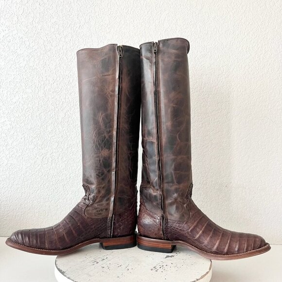 NEW Rod Patrick Womens Riding Cowboy Boots 9.5B Brown Caiman Exotic Western Tall - Picture 8 of 11